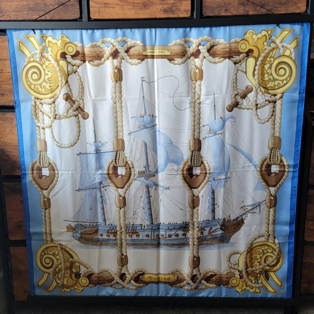 Sale🎉 RARE Authentic HERMES Nautical Themed Silk Scarf - Picture 1 of 9